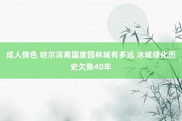 成人情色 哈尔滨离国度园林城有多远 冰城绿化历史欠账40年
