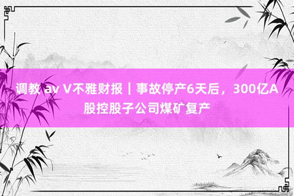 调教 av V不雅财报｜事故停产6天后，300亿A股控股子公司煤矿复产